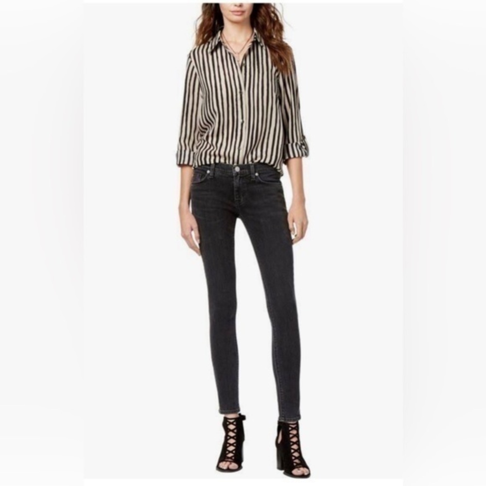 Hudson Black Cropped Krista Super Skinny stretch Distressed Jeans size 27